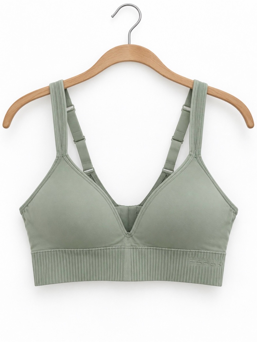 Tahari Wireless Seamless Ribbed Sports Bra Sage Green Medium NWOT